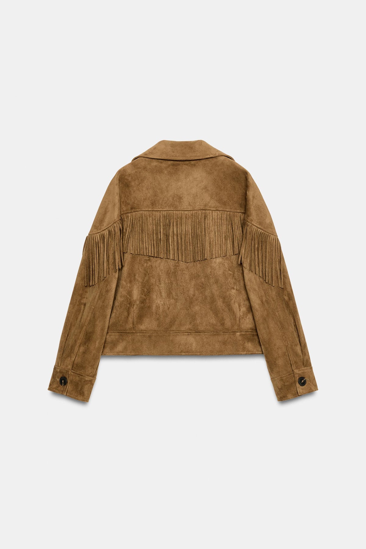 Chaqueta de flecos efecto ante — Camel