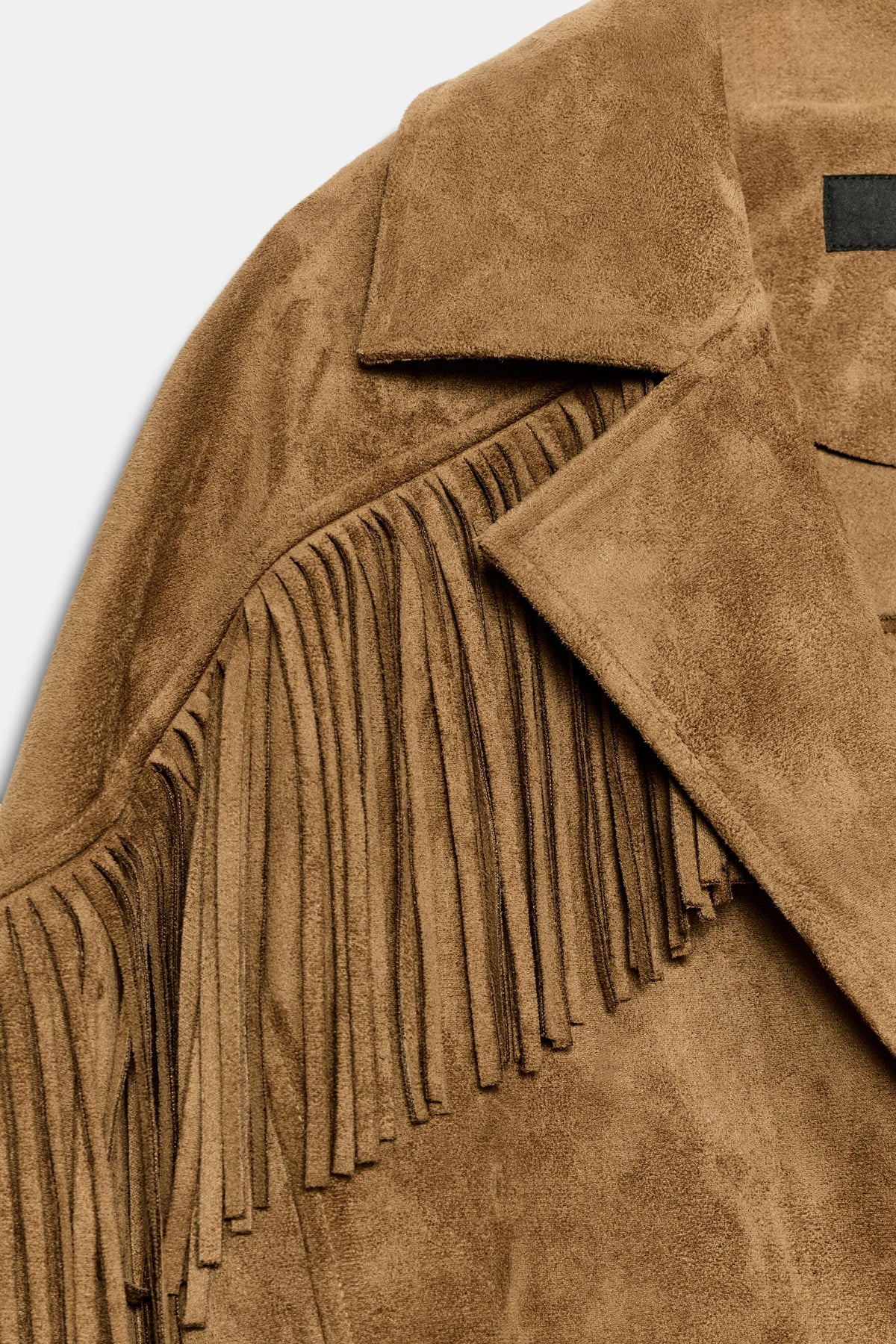 Chaqueta de flecos efecto ante — Camel