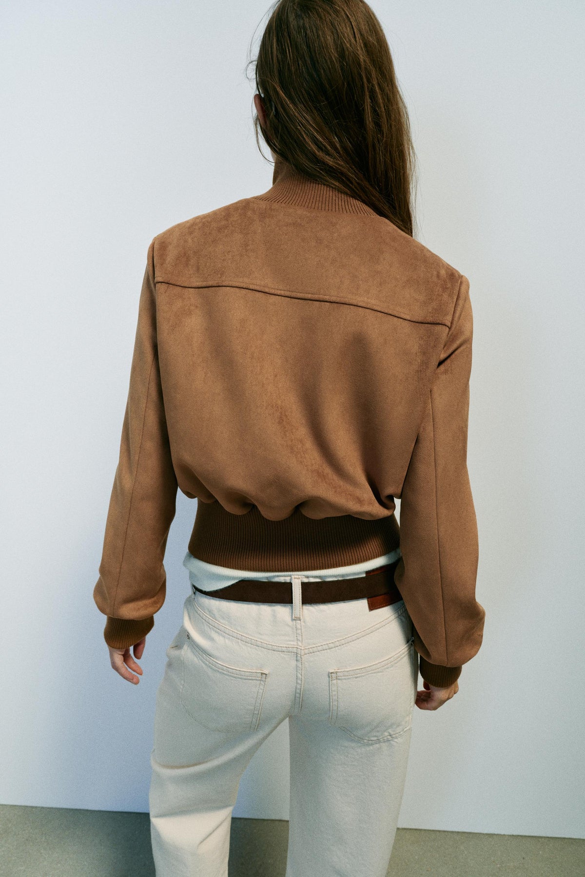 Bomber efecto ante con bolsillos — Camel