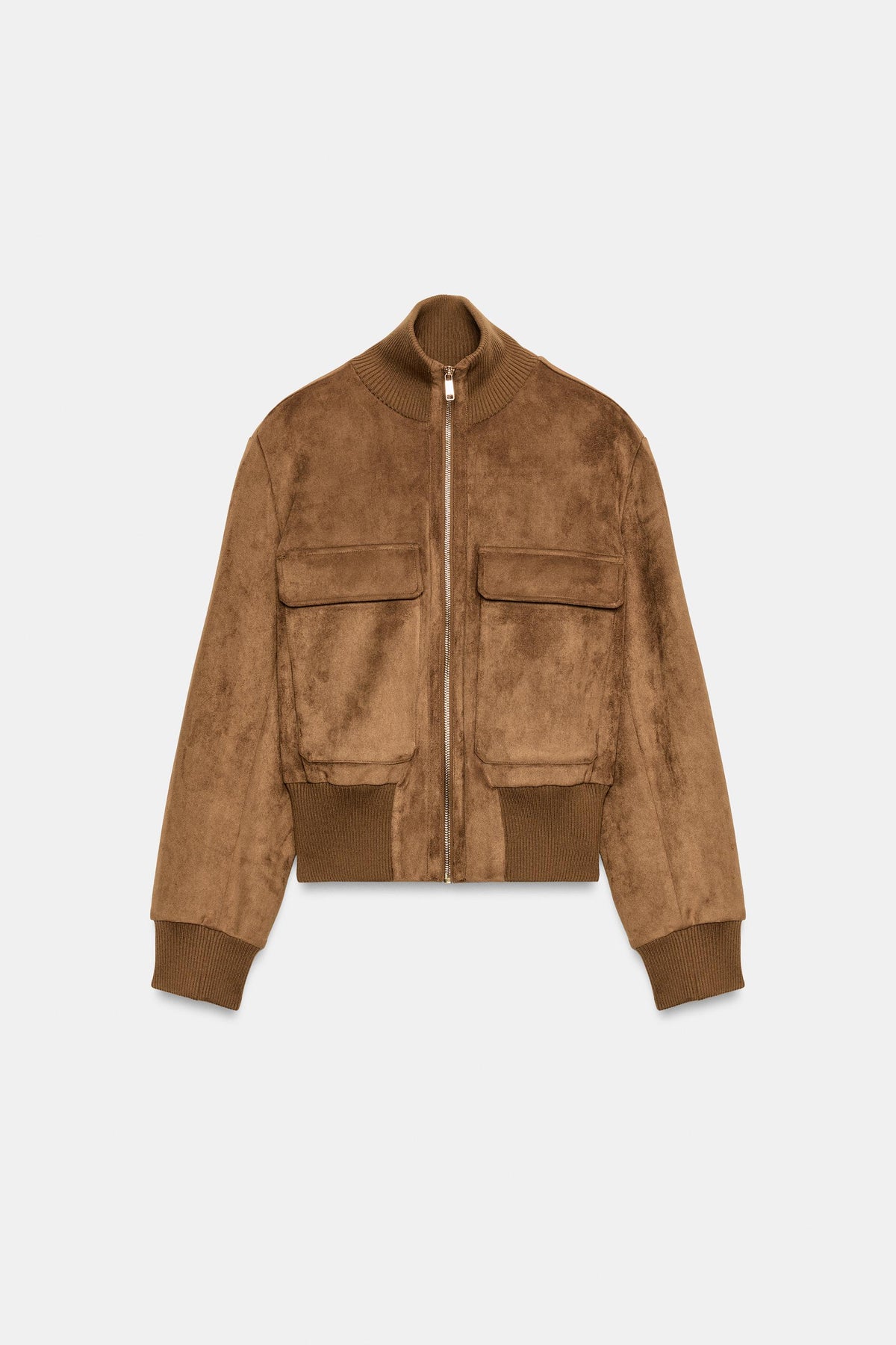 Bomber efecto ante con bolsillos — Camel
